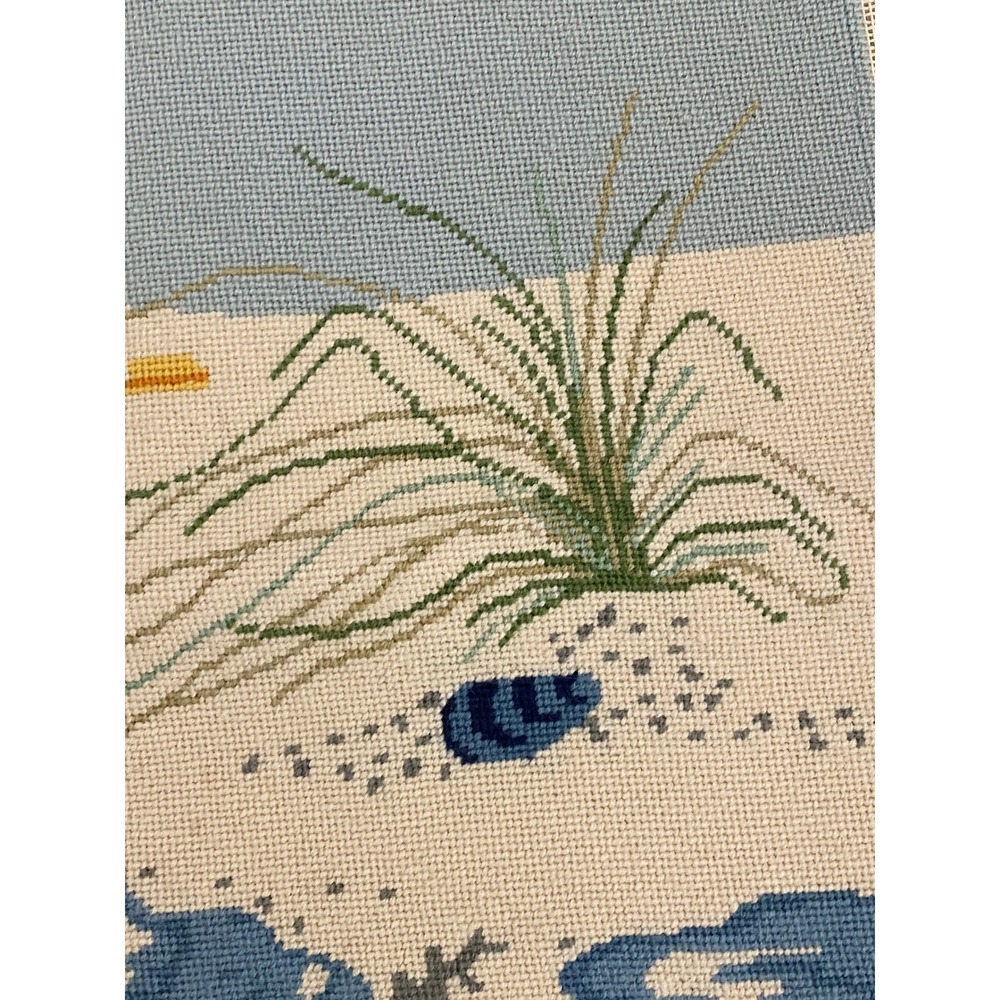 Vintage Needlepoint Seagull Directors Chair Cover Set Coastal Beach Nautical - Picture 2 of 10